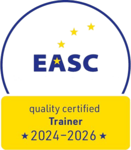 Trainer Zertifikat 2024–2026, ausgestellt von der EASC (European Association for Supervision and Coaching) an proCEO – die Kompetenz.Entwickler aus Fürth.